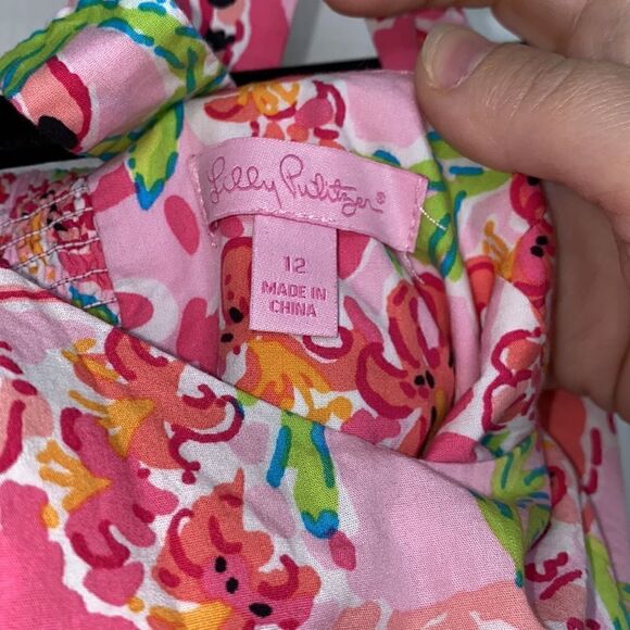 Lilly Pulitzer Girls Bubble Hem Pink Cat Dress - Picture 3 of 5